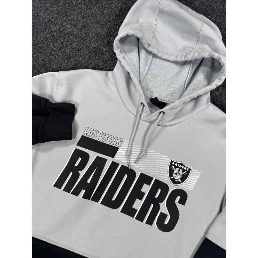 Nike Las Vegas Raiders Dri-FIT Hoodie Mens L NFL On Field Pullover Gray Black